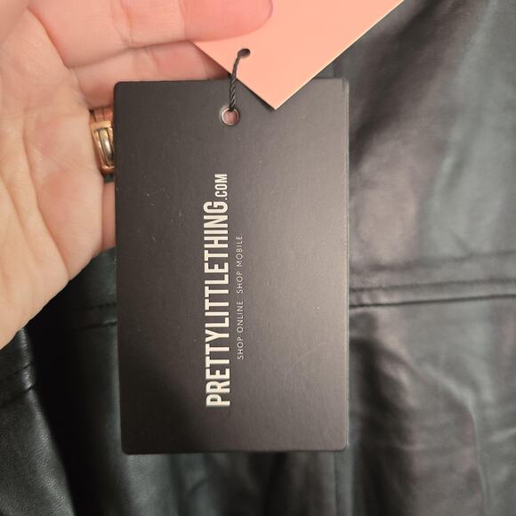 PrettyLittleThing Jumpsuit Womens 12 Black Leatherette Biker Moto Steam Punk NEW - Picture 5 of 16
